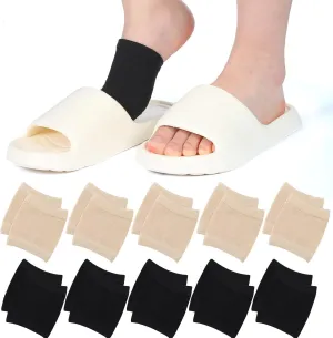 10 Pairs Women's Slide Sandle Sock Open Toe Slide Sandal Liner Socks Slipper Shoe Foot Protector No Show Toeless Half Socks for Slipper