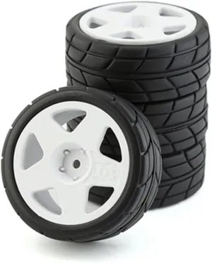 1/10 RC Racing Rally Tires 12mm Hex Wheels Rims and Rubber On Road Tyres for 1/10 RC On-Road Car HPI KYOSHO Tamiya XV01 XV02 TA06 TT01 TT02 PTG2 144001 A959 RC Rally Drift Car 4PCS (White B)