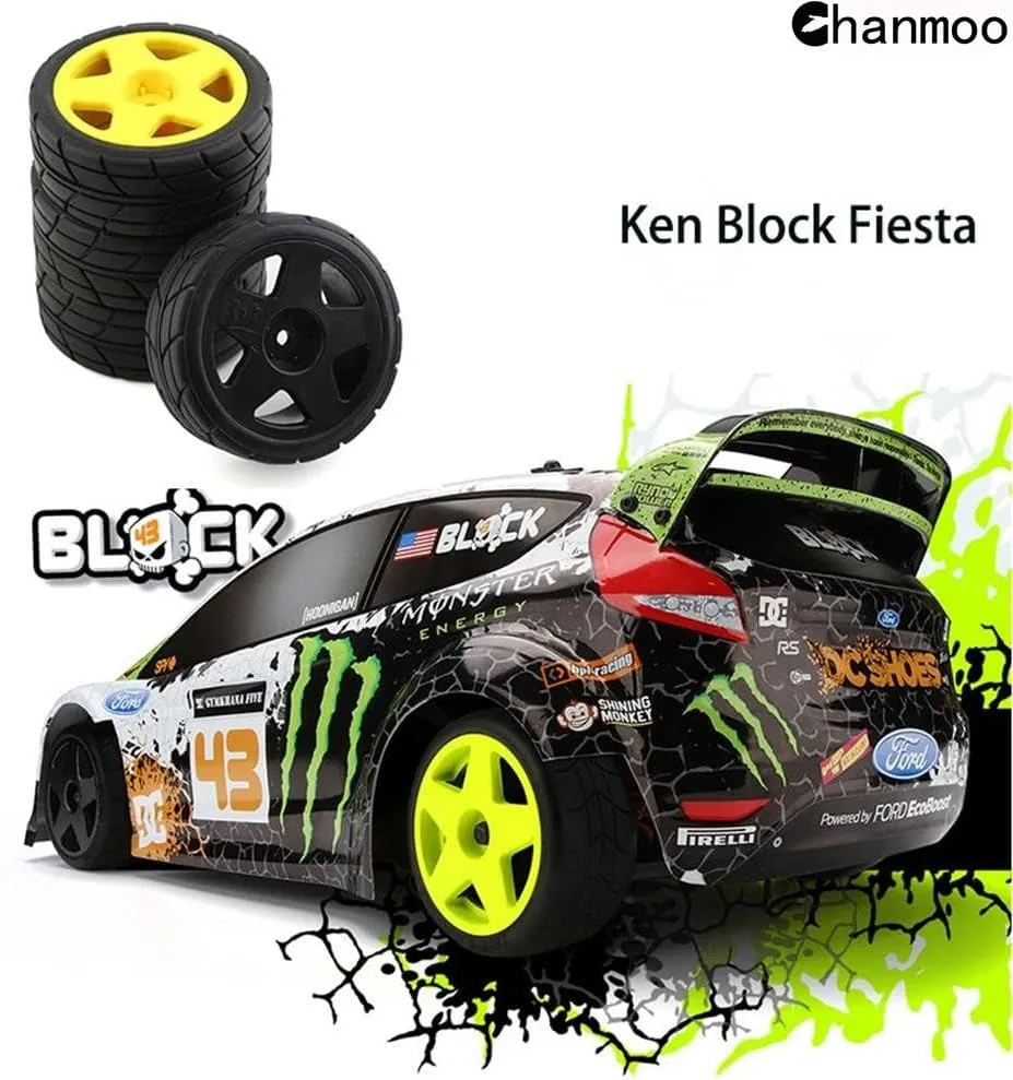 1/10 RC Racing Rally Tires 12mm Hex Wheels Rims and Rubber On Road Tyres for 1/10 RC On-Road Car HPI KYOSHO Tamiya XV01 XV02 TA06 TT01 TT02 PTG2 144001 A959 RC Rally Drift Car 4PCS (White B)