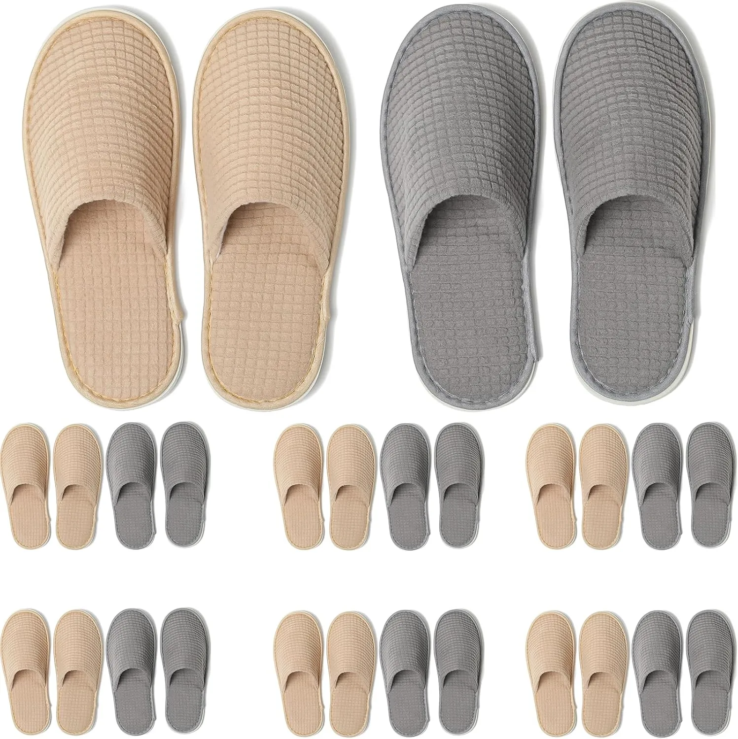 12 Pairs Polar Fleece Disposable Slippers for Guest, Non-slip Spa Slippers, Washable Reusable House slippers