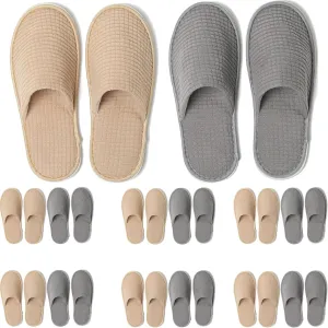 12 Pairs Polar Fleece Disposable Slippers for Guest, Non-slip Spa Slippers, Washable Reusable House slippers