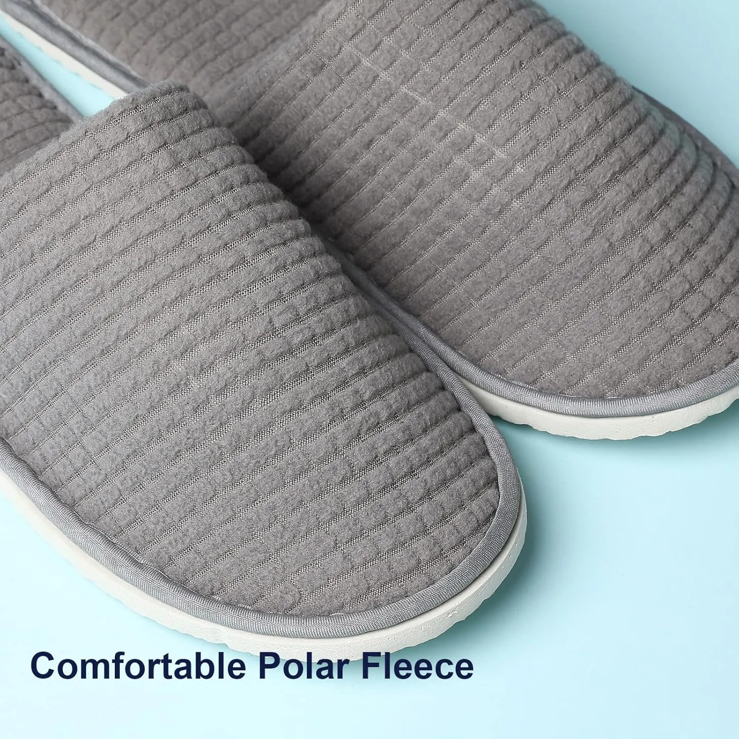 12 Pairs Polar Fleece Disposable Slippers for Guest, Non-slip Spa Slippers, Washable Reusable House slippers