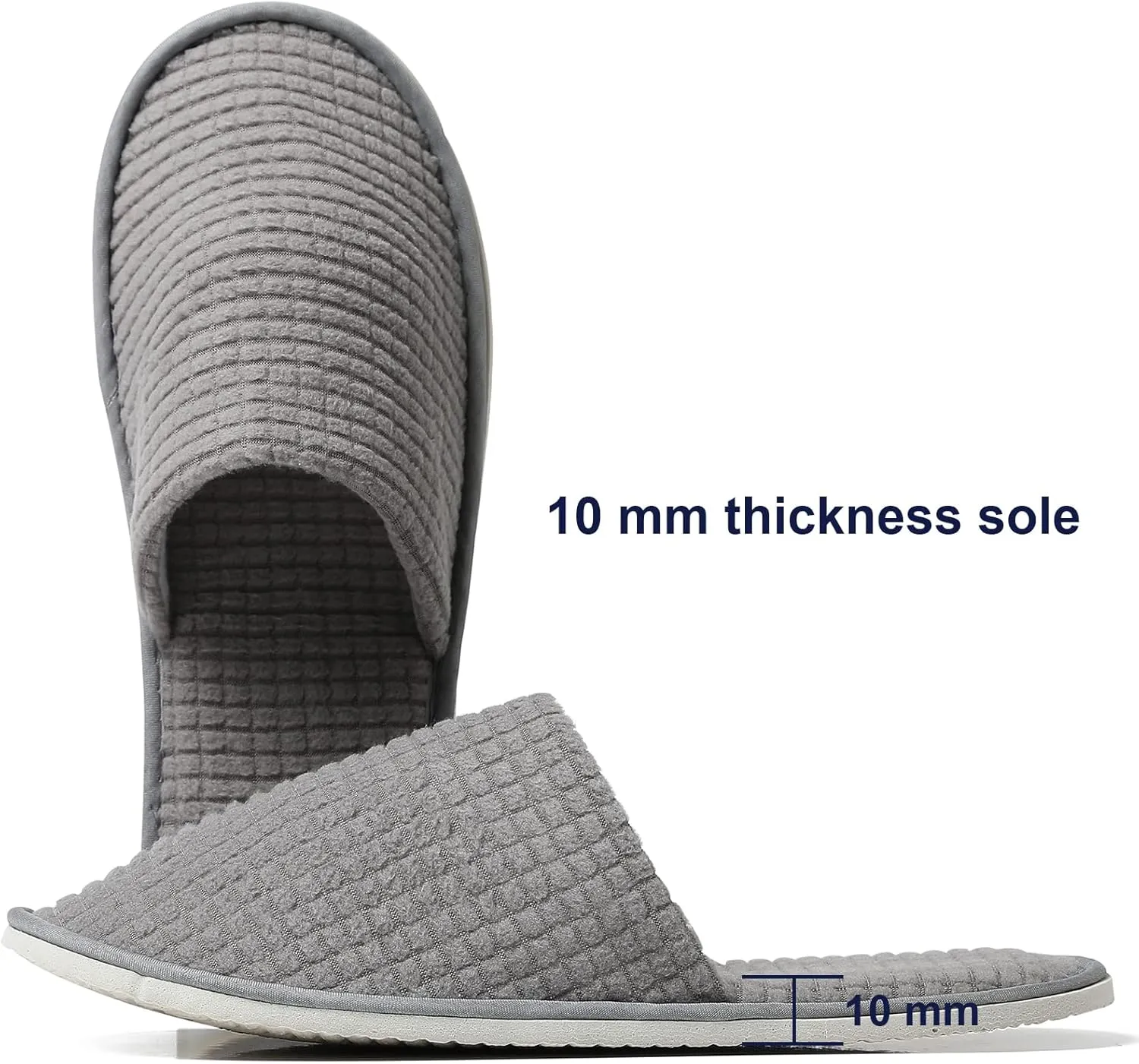 12 Pairs Polar Fleece Disposable Slippers for Guest, Non-slip Spa Slippers, Washable Reusable House slippers