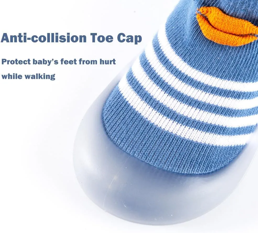 2 Pairs Baby Sock Shoes Boys Girls Non Slip Soft Rubber Sole Sneakers Toddler Infant Slip On Slippers First Walking Shoes