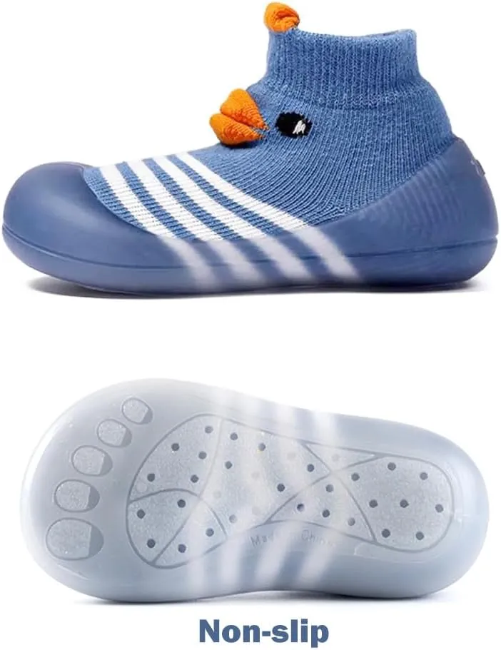2 Pairs Baby Sock Shoes Boys Girls Non Slip Soft Rubber Sole Sneakers Toddler Infant Slip On Slippers First Walking Shoes