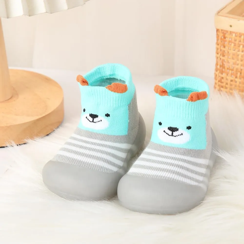 2 Pairs Baby Sock Shoes Boys Girls Non Slip Soft Rubber Sole Sneakers Toddler Infant Slip On Slippers First Walking Shoes