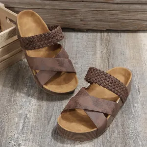 2025 Women'S Platform Sandals Flat Shoes Fashion Casual Hollow Open Toe Comfortable and Lightweight Outdoor Slippers
