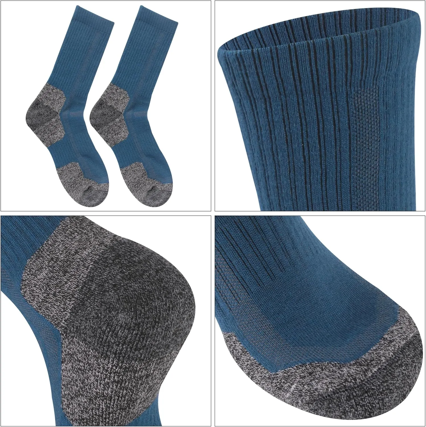3 Pairs Merino Wool Hiking Mid Calf Socks for Men & Women - Moisture Wicking, Thermal, Cushioned Boot Socks