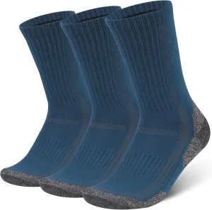 3 Pairs Merino Wool Hiking Mid Calf Socks for Men & Women - Moisture Wicking, Thermal, Cushioned Boot Socks