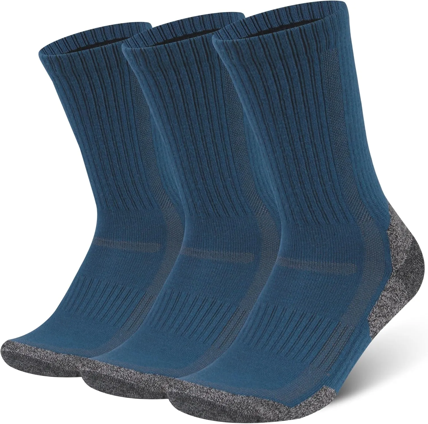 3 Pairs Merino Wool Hiking Mid Calf Socks for Men & Women - Moisture Wicking, Thermal, Cushioned Boot Socks