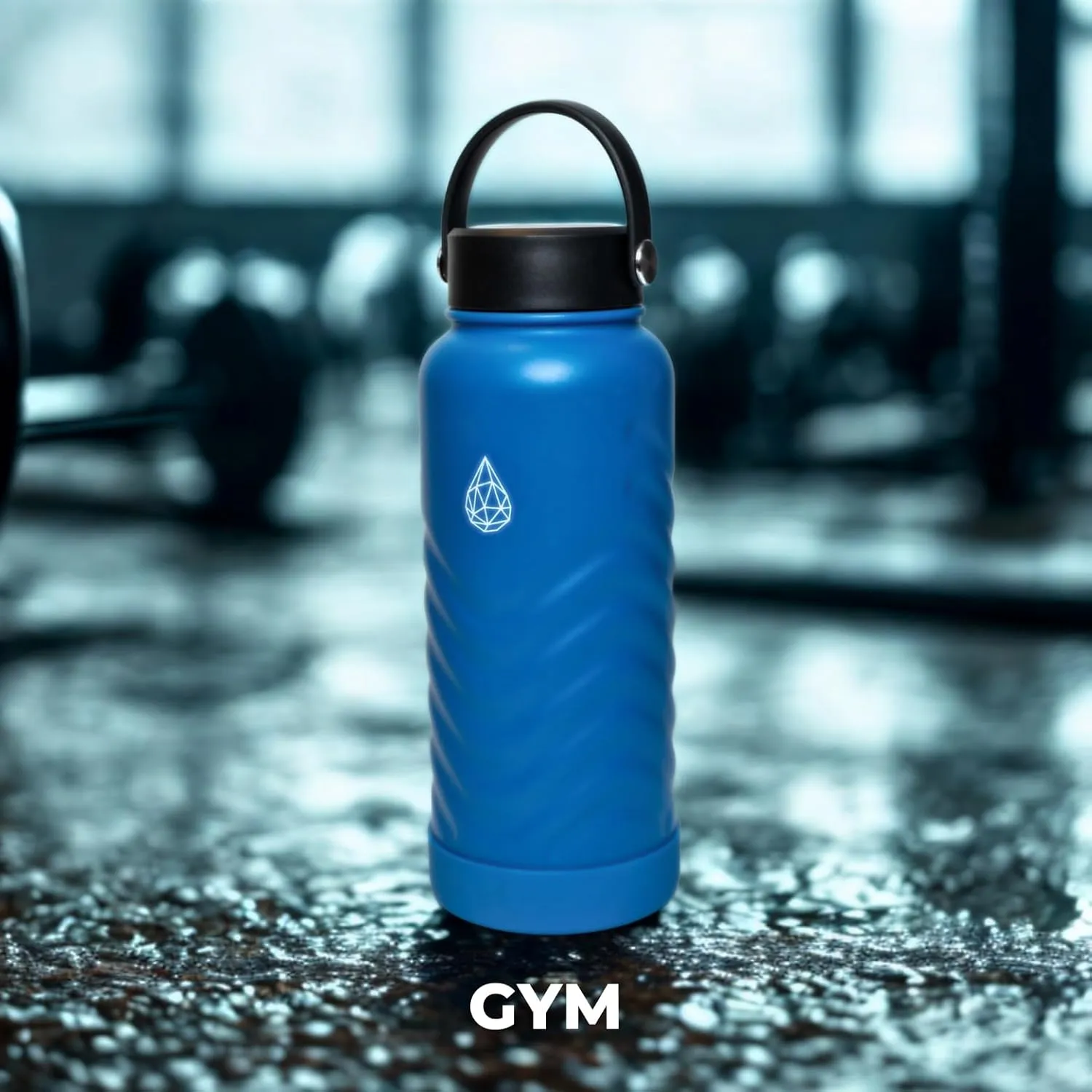 32oz Insulated Water Bottle with Straw and Spout,Stainless Steel with Fluid Scale,Leak-Proof,Wide Mouth,BPA-Free,Silicone Boot & Handle – Blue Sports Flask for Gym,Hiking,Travel