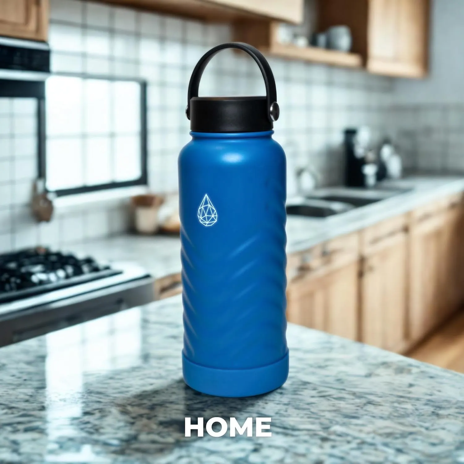 32oz Insulated Water Bottle with Straw and Spout,Stainless Steel with Fluid Scale,Leak-Proof,Wide Mouth,BPA-Free,Silicone Boot & Handle – Blue Sports Flask for Gym,Hiking,Travel