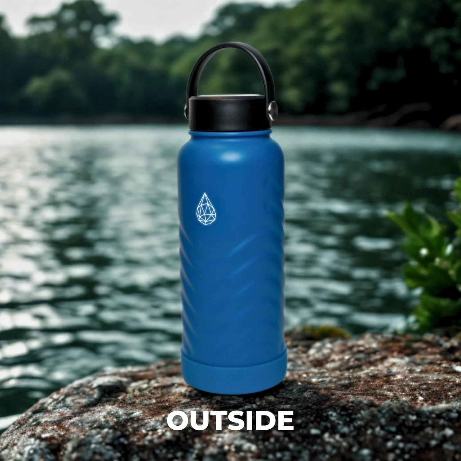 32oz Insulated Water Bottle with Straw and Spout,Stainless Steel with Fluid Scale,Leak-Proof,Wide Mouth,BPA-Free,Silicone Boot & Handle – Blue Sports Flask for Gym,Hiking,Travel