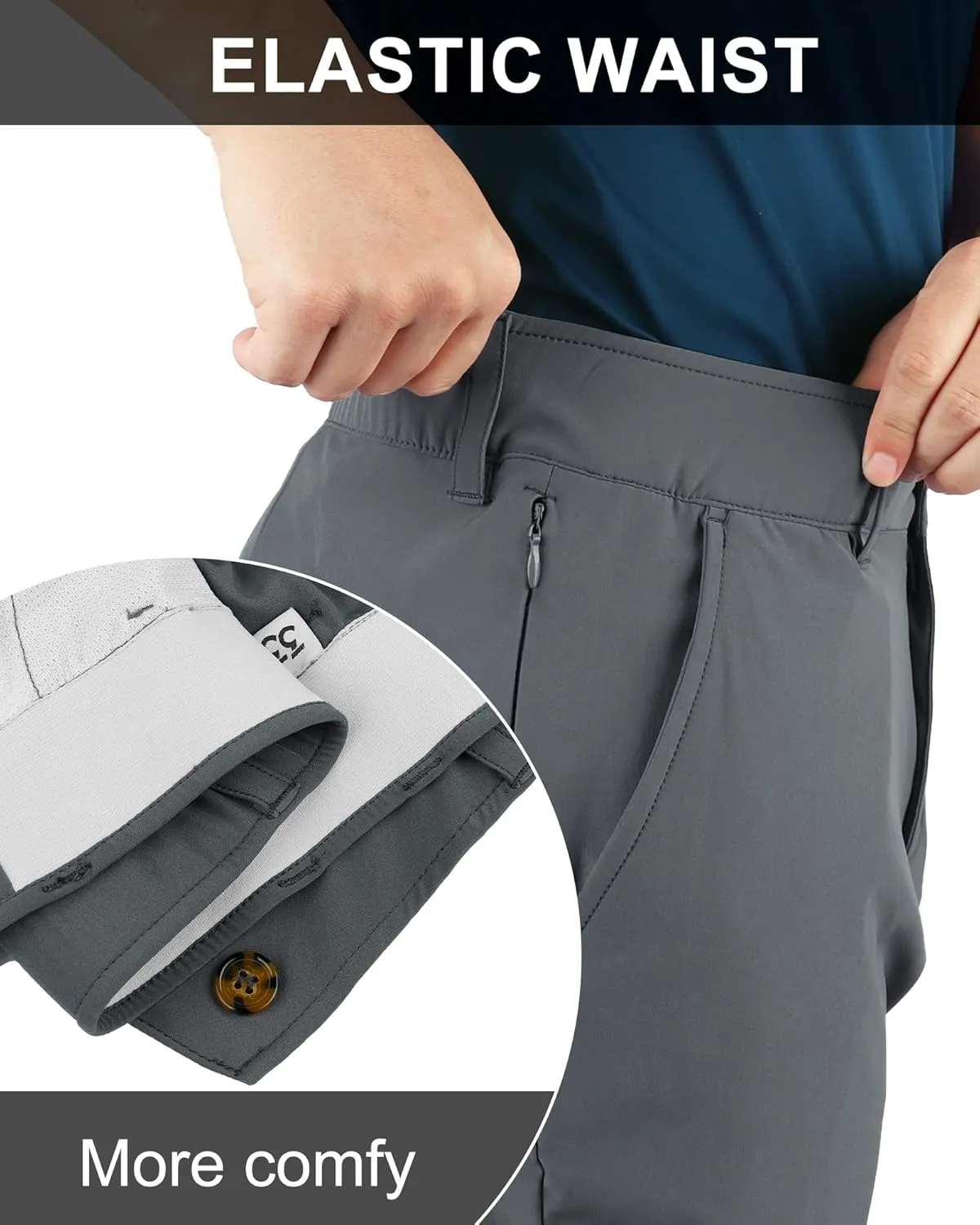 33,000ft Men's Golf Pants with 5 Pockets Classic-Fit Stretch Quick Dry Lightweight UPF 50  Hiking Pants
