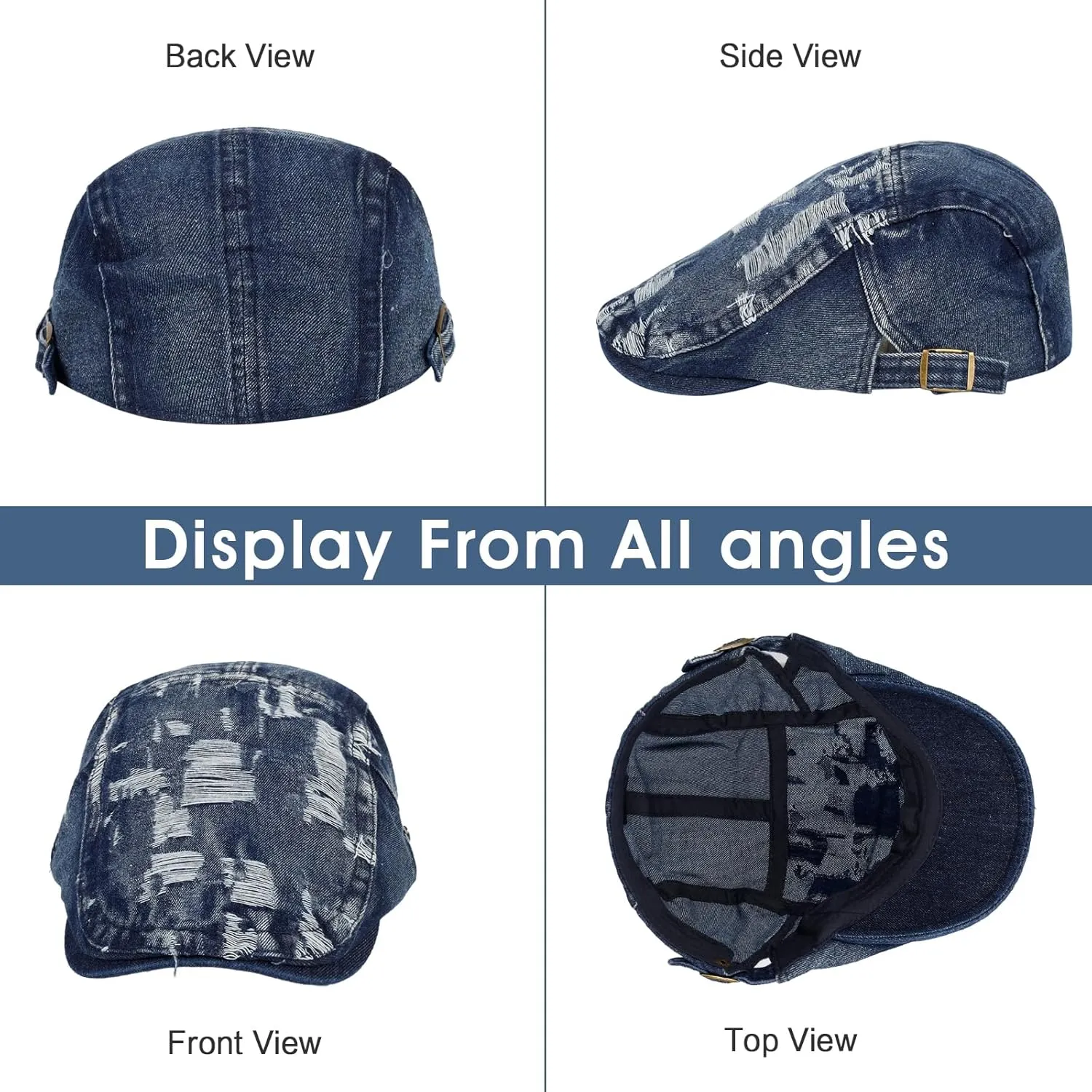 3Pcs Men's Newsboy Caps Washing Cotton Cooling Lightweight Scally Cap for Men Adjustable Flat Cap