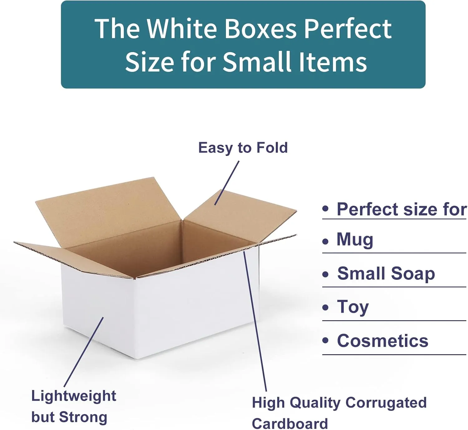 40 Pack Small Shipping Boxes 8x6x4 Inches, White Corrugated Cardboard Mailing Box for Shipping, Packing, Business