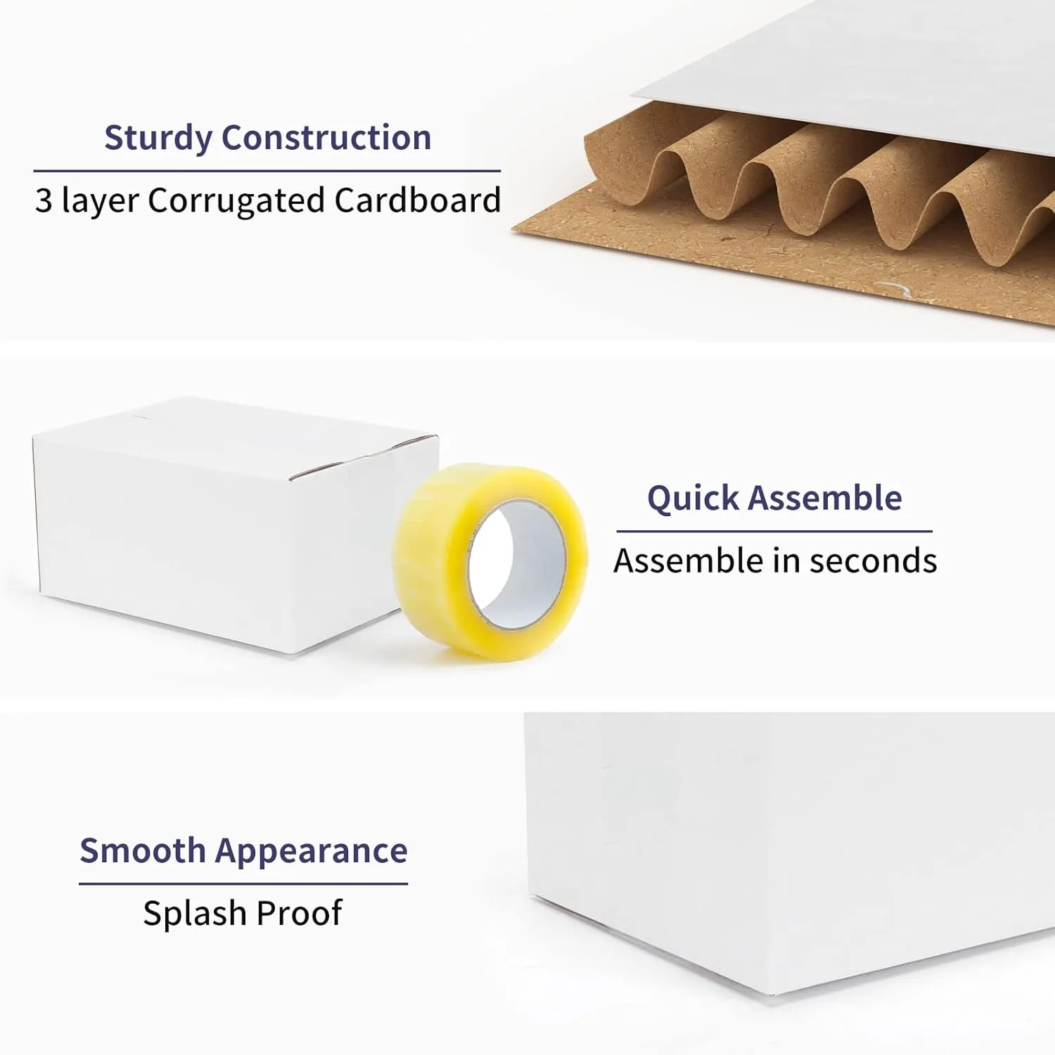 40 Pack Small Shipping Boxes 8x6x4 Inches, White Corrugated Cardboard Mailing Box for Shipping, Packing, Business
