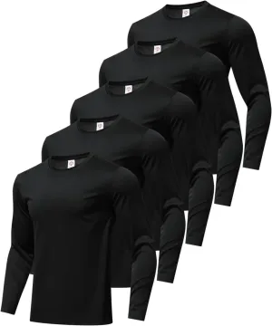 5 Pack Men's Long Sleeve Shirts Sun Protection Shirts Lightweight UPF 50  Rash Guard for Running Workout Fishing