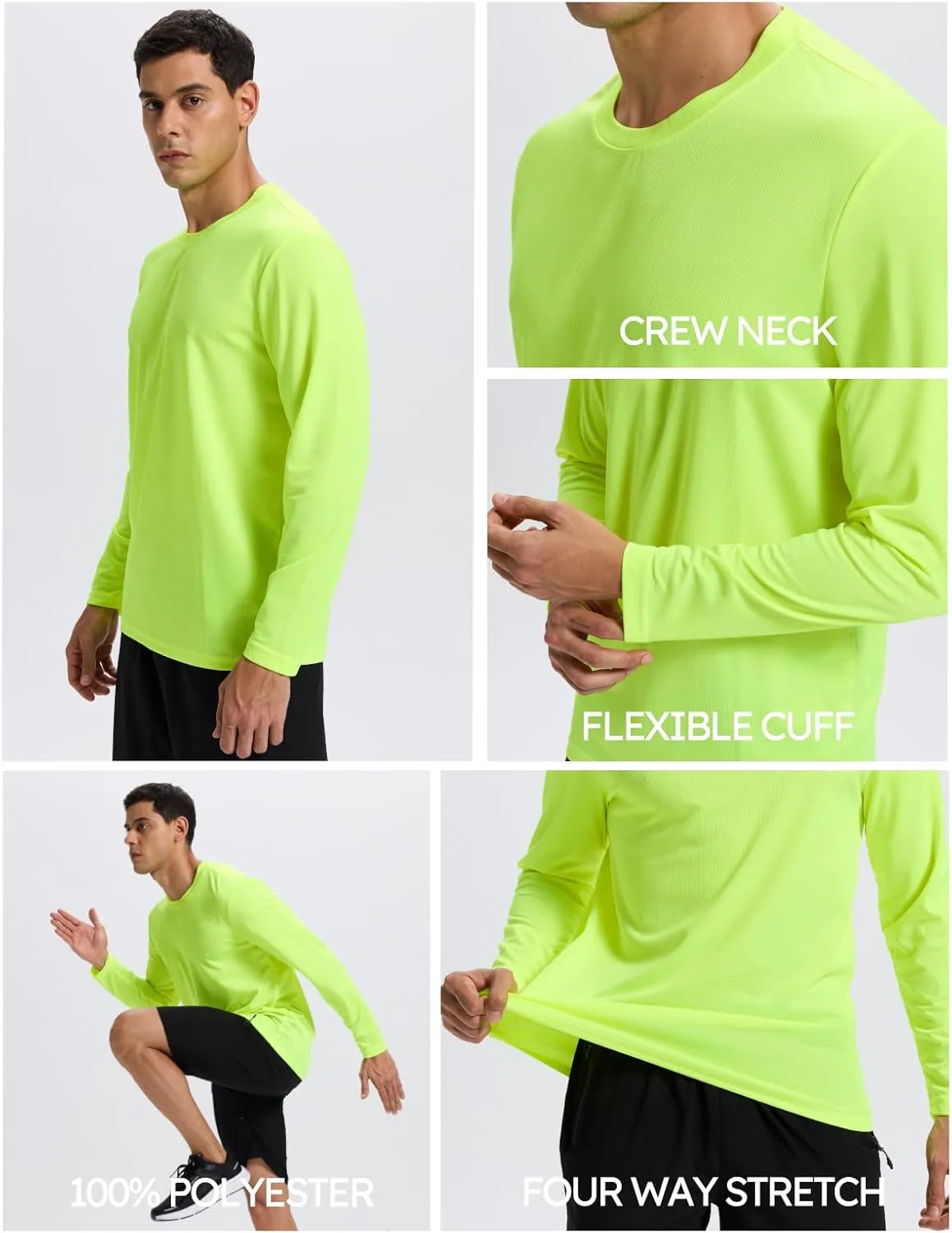 5 Pack Men's Long Sleeve Shirts Sun Protection Shirts Lightweight UPF 50  Rash Guard for Running Workout Fishing