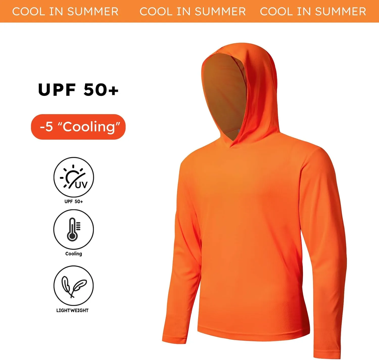 5 Pack Men's UPF 50  Sun Protection Hoodie Shirts Long Sleeve Shirts Quick Dry Lightweight for Running Workout Hiking Fishing