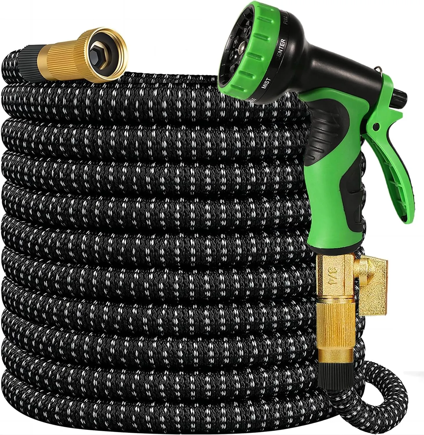 50 ft Expandable Garden Hose, 2025 Upgraded Kink Free Flexible Water Hose 50ft with 10 Pattern Spray Nozzle, Leakproof Solid Brass Fittings, Reinforced Retractable Latex Core, Lightweight, Collapsible