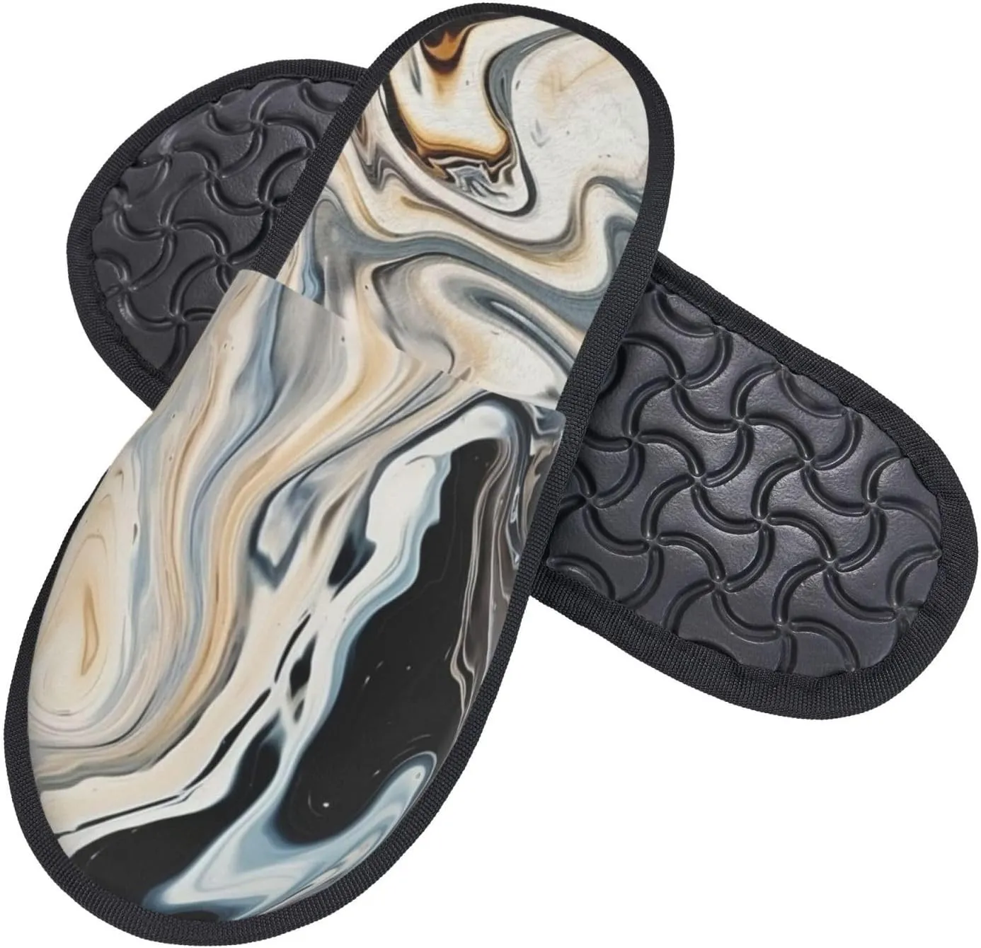 Abstract Marble Ink Texture Women's Fuzzy Slippers Slip-on Slipper Soft Comfy Bedroom Slippers Non-slip House Shoes
