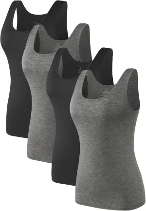 Air Curvey Basic Tank Tops for Women Sleeveless Undershirts 2-4 Pack Layering Lightweight Casual Tops