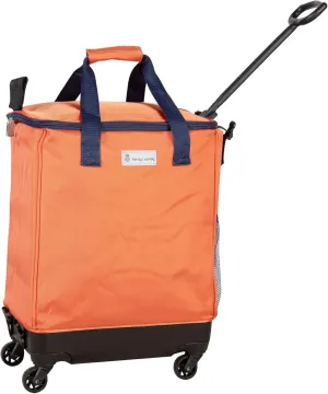 All-Purpose Roller Bag – Foldable Tote on Wheels with Zipper Closure, 4 Spinner Wheels, Lightweight & Durable – Travel, Groceries, Laundry, Work, Everyday Hauling - Patent - Orange