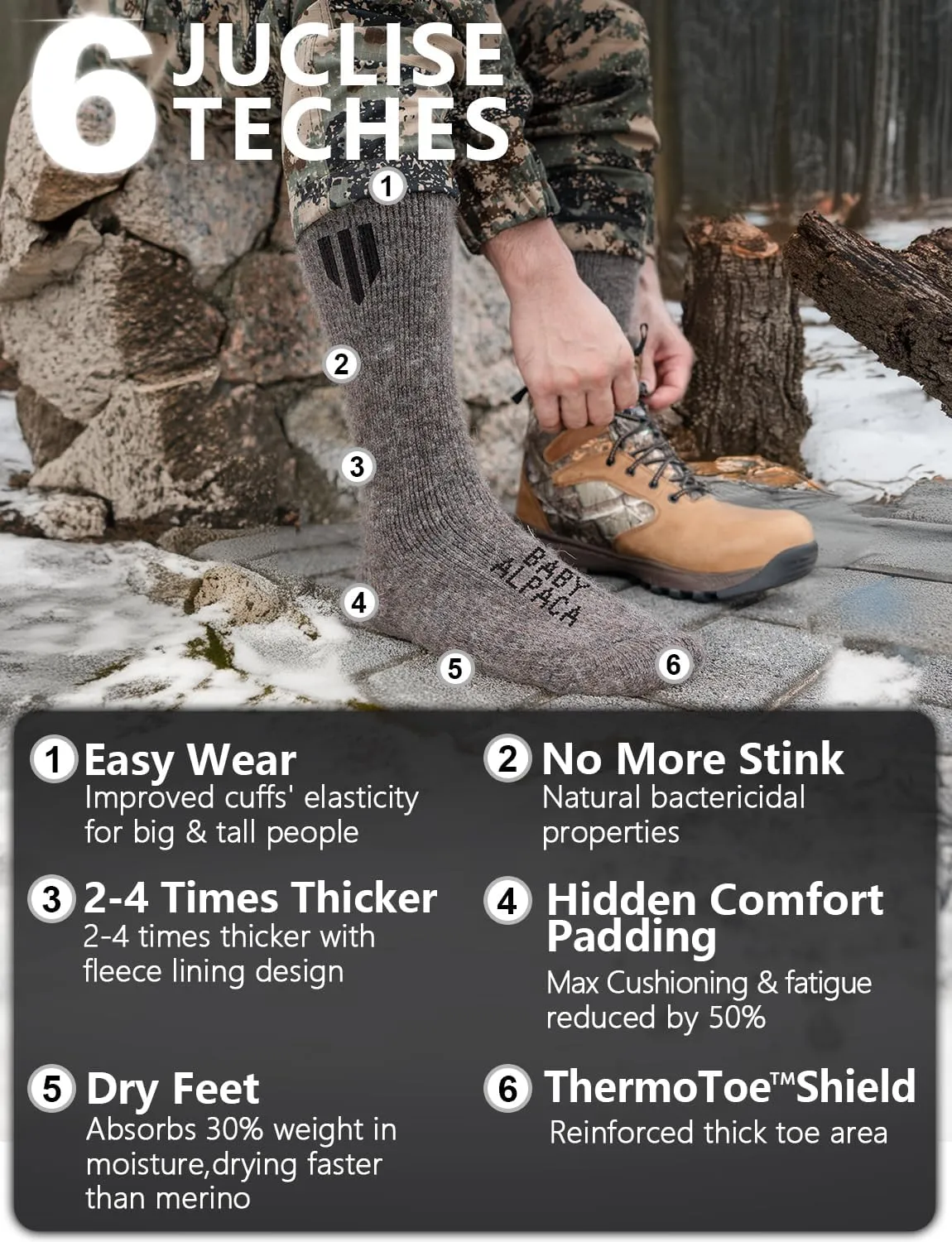 Alpaca Wool Heavyweight Thermal Boot Socks Hunting Hiking Working Thick Cold Weather Cushioned