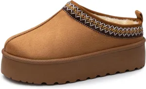 Alpine Swiss Emily Womens Platform Slippers Faux Fur Warm Slip On Clog Shoes Short Ankle Boots