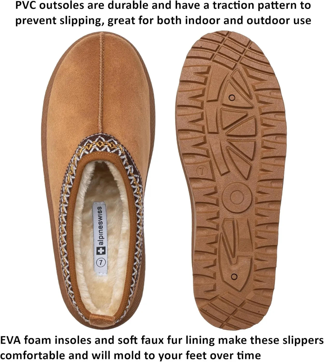 Alpine Swiss Emily Womens Platform Slippers Faux Fur Warm Slip On Clog Shoes Short Ankle Boots
