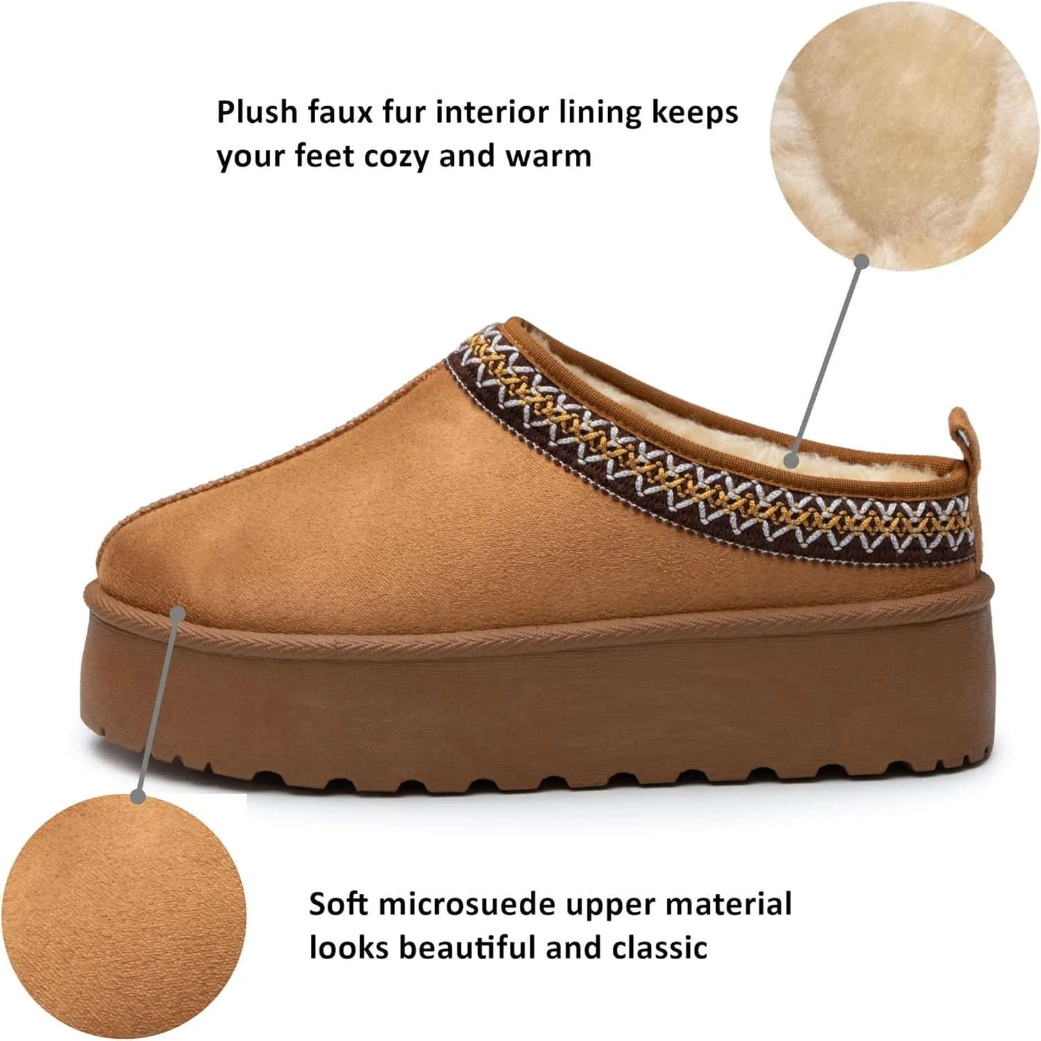 Alpine Swiss Emily Womens Platform Slippers Faux Fur Warm Slip On Clog Shoes Short Ankle Boots
