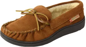 Alpine Swiss Sabine Womens Genuine Suede Shearling Slip On Moccasin Slippers