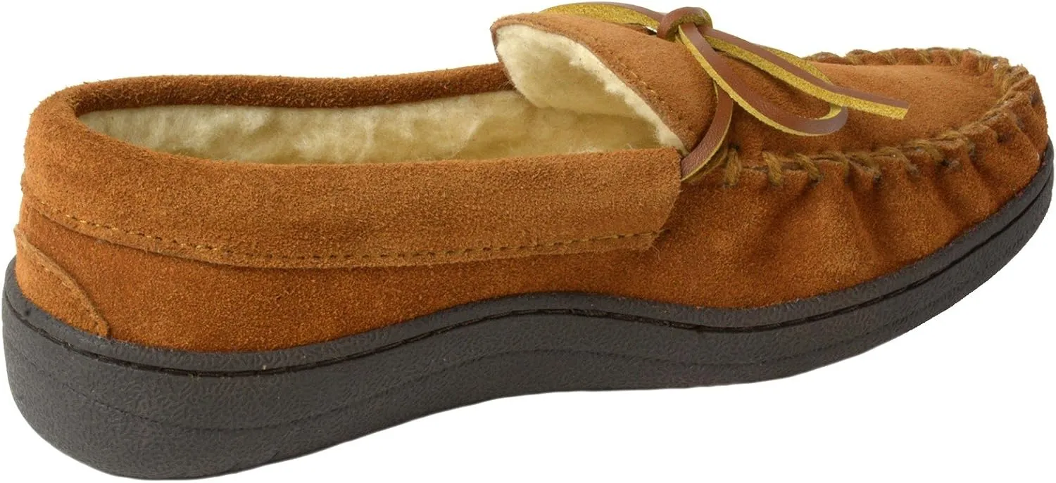 Alpine Swiss Sabine Womens Genuine Suede Shearling Slip On Moccasin Slippers