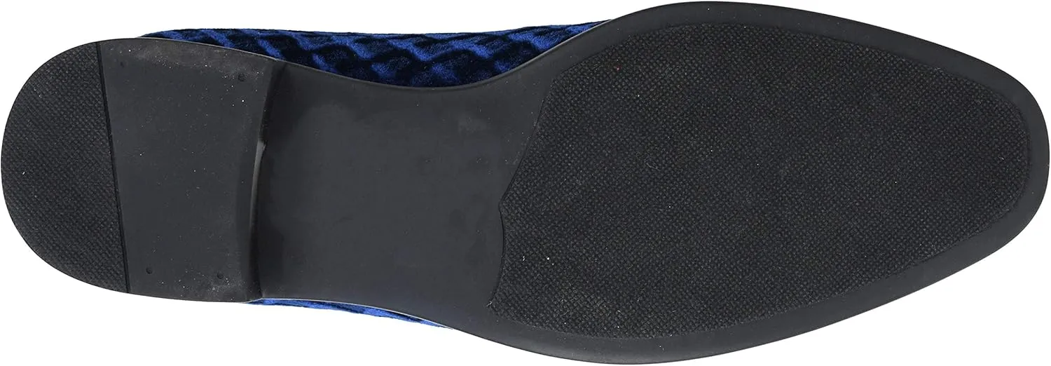 Amali Velvet Slip-On Dress Loafers for Men with Lion Head Piece, Men's Formal Smoking Tuxedo Slippers, Loafer Shoes with Metal Chain Detail