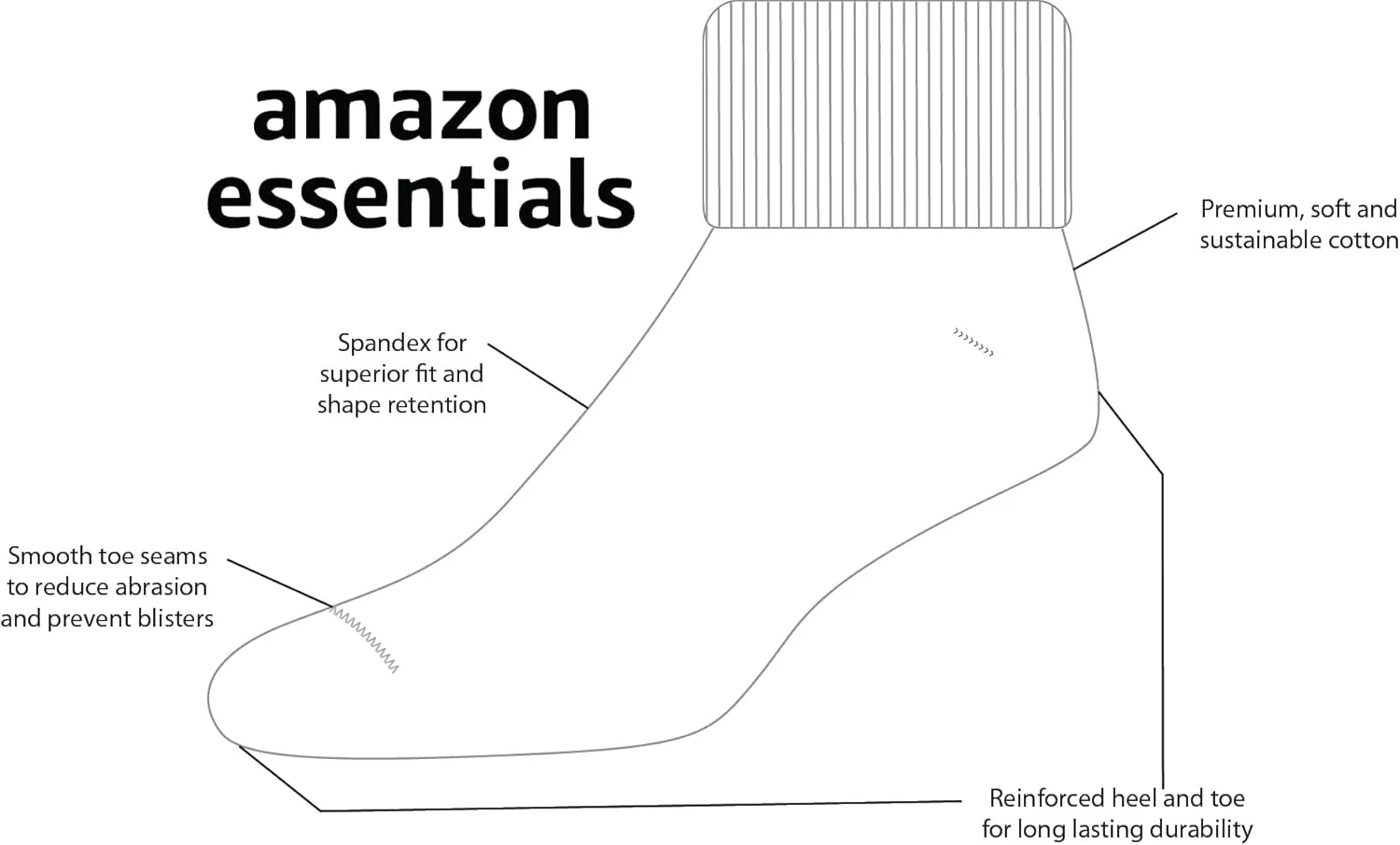 Amazon Essentials Women's Lightweight Turn Cuff Socks, 6 Pairs