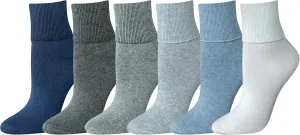 Amazon Essentials Women's Lightweight Turn Cuff Socks, 6 Pairs