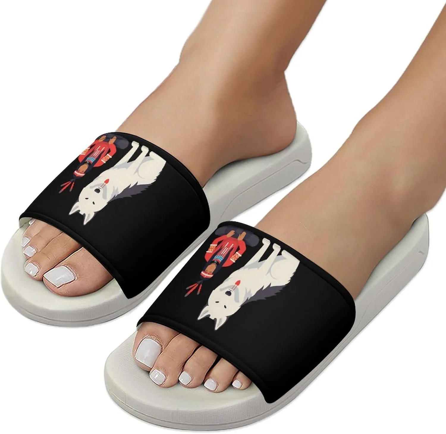 American Wolf Open Toe Slippers for Women And Men Non Slip Shower Slippers Home Slippers