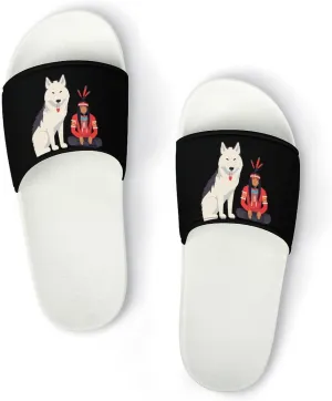 American Wolf Open Toe Slippers for Women And Men Non Slip Shower Slippers Home Slippers