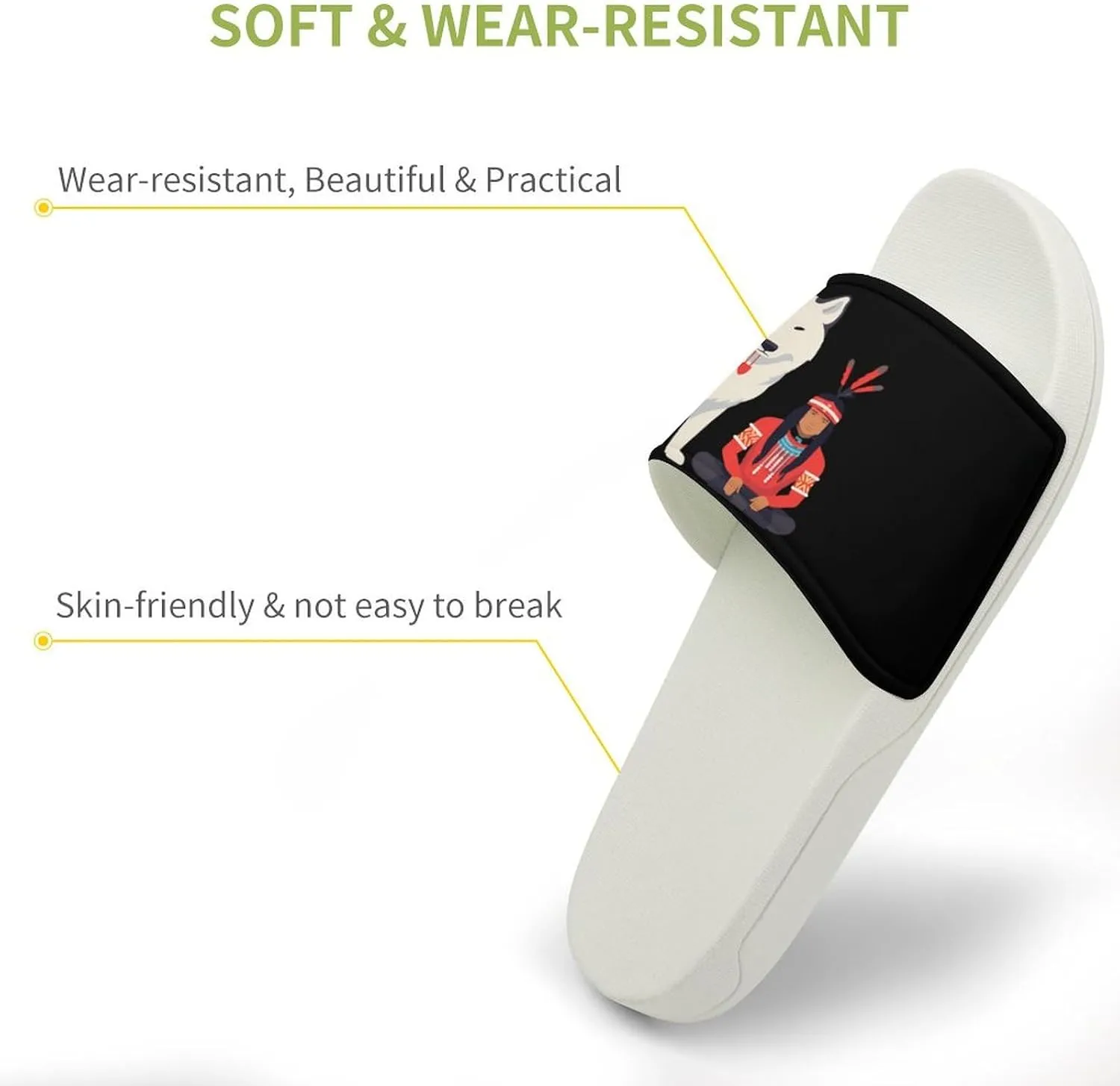 American Wolf Open Toe Slippers for Women And Men Non Slip Shower Slippers Home Slippers