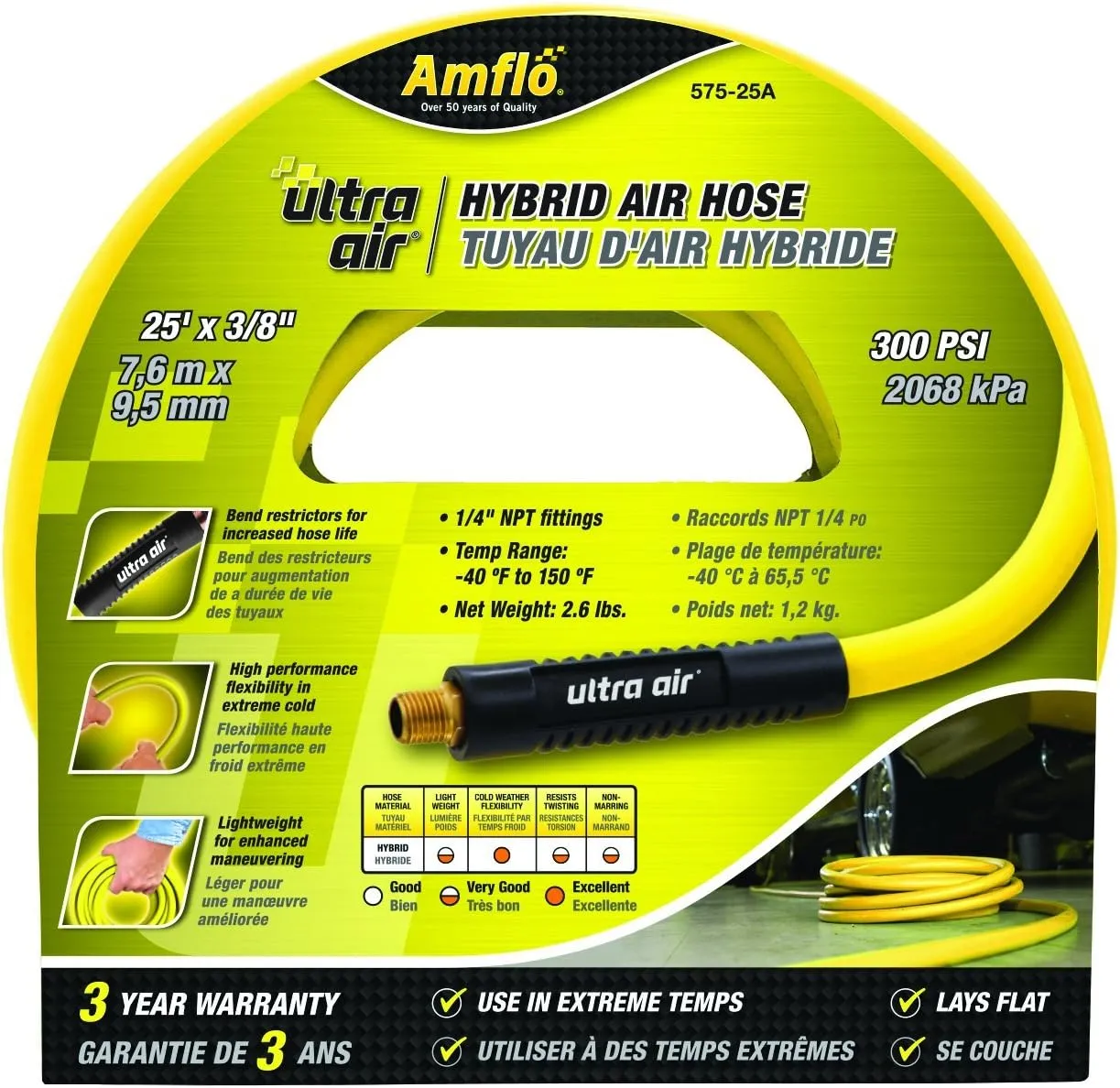 Amflo 575-25A 3/8" x 25' Ultra Air Hybrid Air Hose