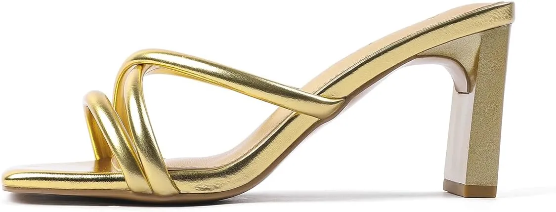 Amoji Women 3 Inch Slip On Heels Lady Heeled Sandal 332