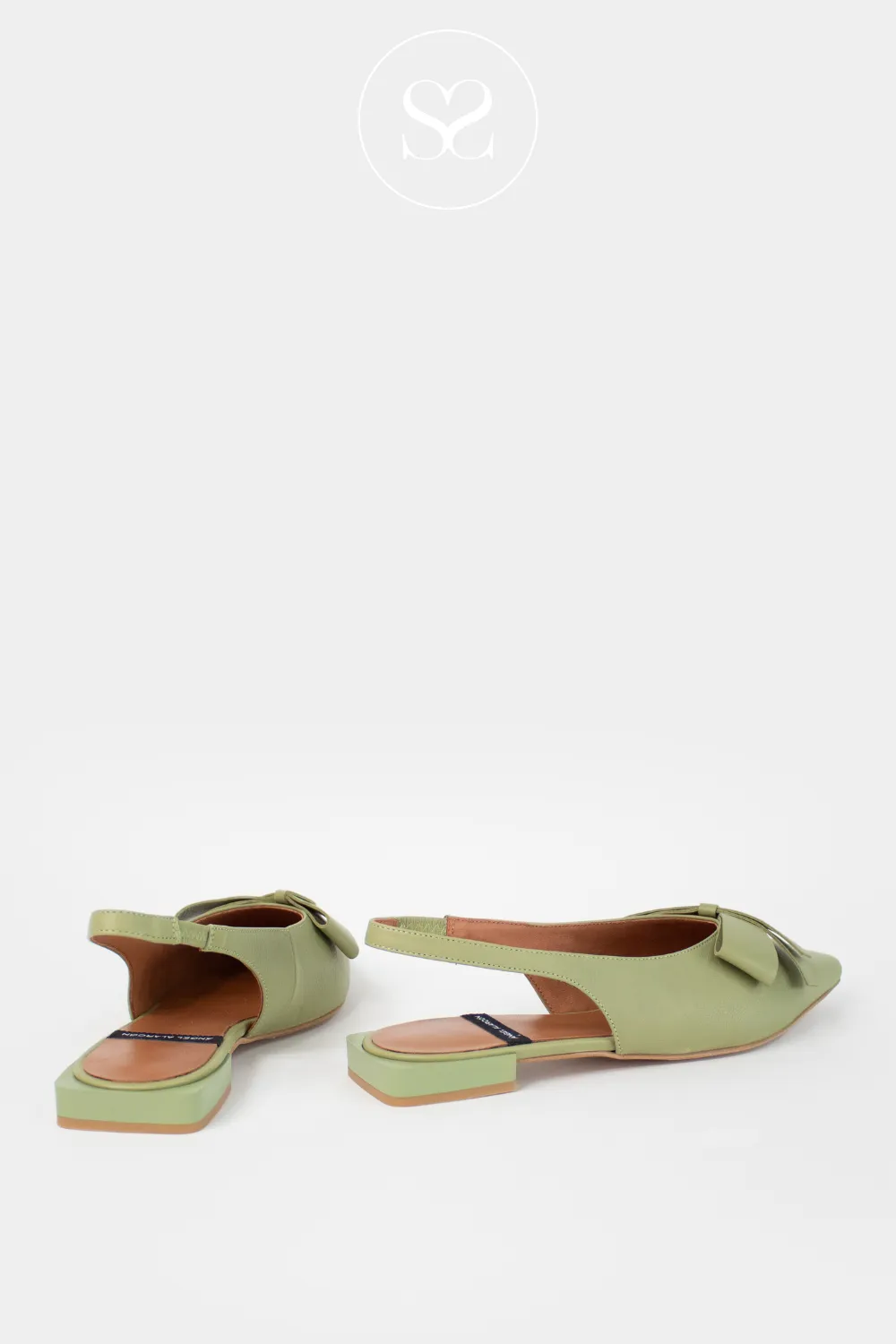 ANGEL ALARCON CHARLOTTE KHAKI LEATHER FLAT SHOES