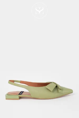 ANGEL ALARCON CHARLOTTE KHAKI LEATHER FLAT SHOES