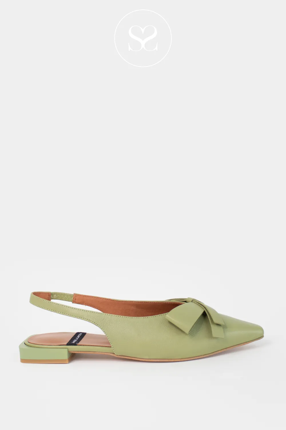 ANGEL ALARCON CHARLOTTE KHAKI LEATHER FLAT SHOES