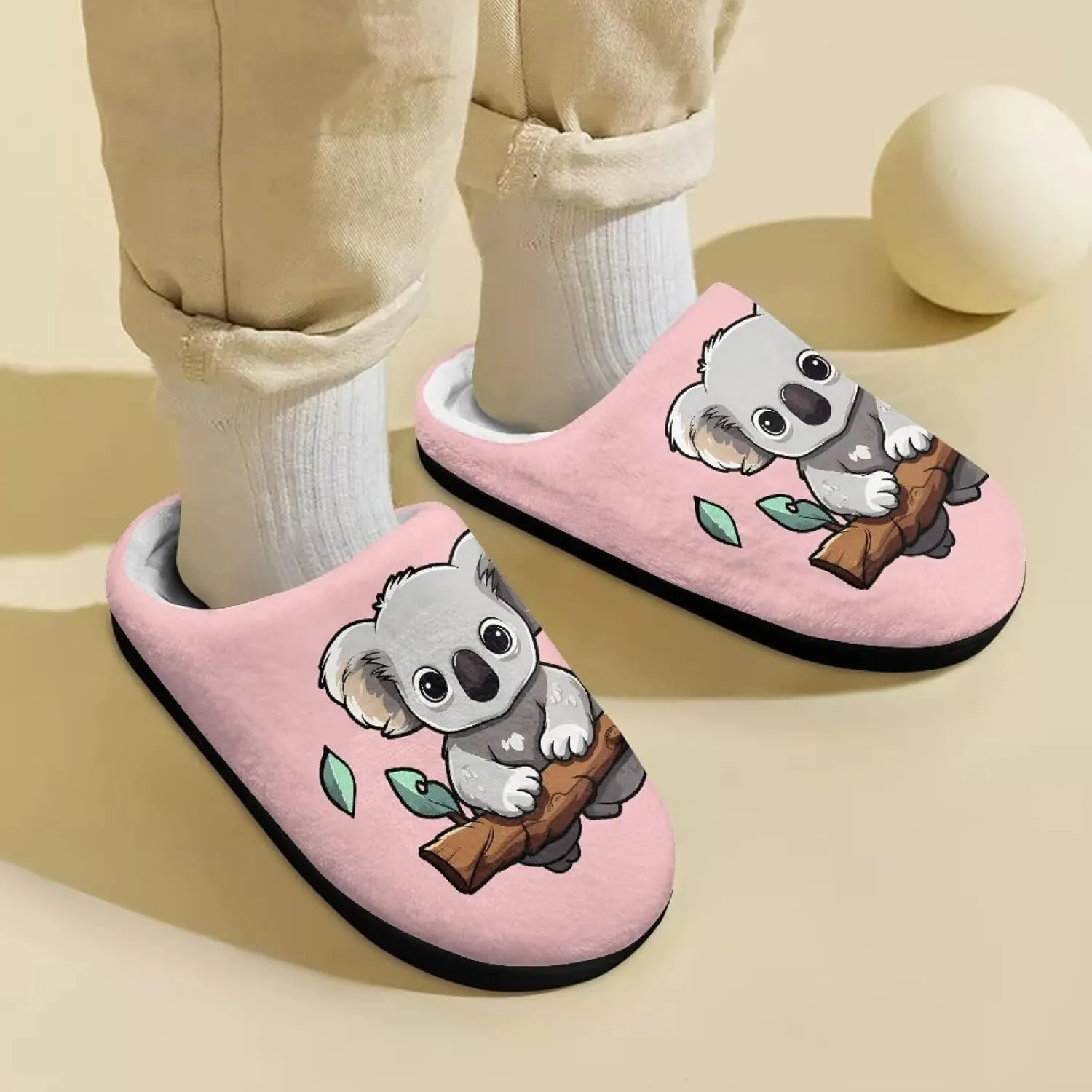 Animal Cotton Slippers for Kid Comfort Cozy Slippers Breathable Slip-On Plush Outdoor Home Non-Slip Slipper for Kids