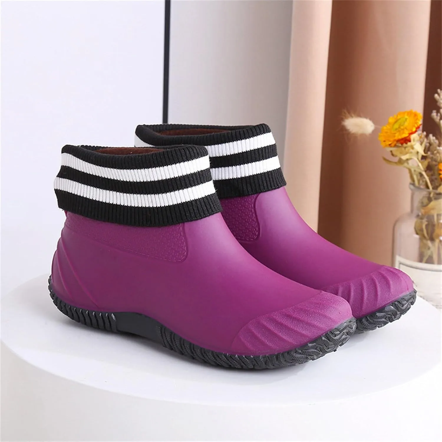 Ankle Rain Boots Women Knit Lined Mens Grounded Footwear Booties with Heel Non Slip Work Barefoot Shoes Mens Rain Boots Slip On Non-Slip Rubber Waterproof Men's Snow Boots