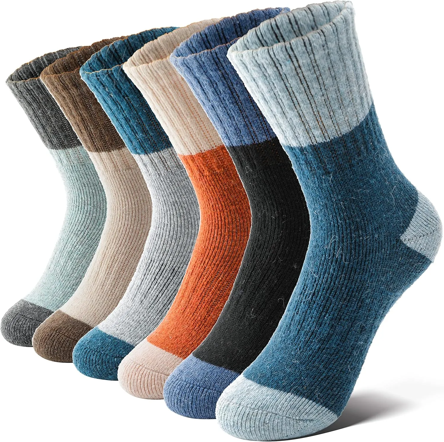 Anlisim Kids Merino Wool Hiking Socks Boys Girls Toddlers Thermal Winter Warm Boot Thick Cushion Gift Socks 6 Pairs