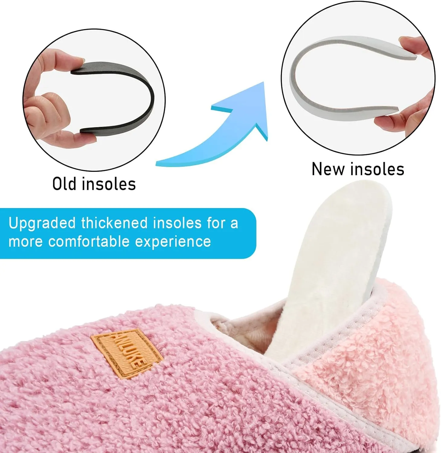 ANLUKE Slipper for Women Men Slipper Socks Fuzzy House Shoes Rubber Sole Slip On Soft-Lightweight Non Slip Indoor/Outdoor