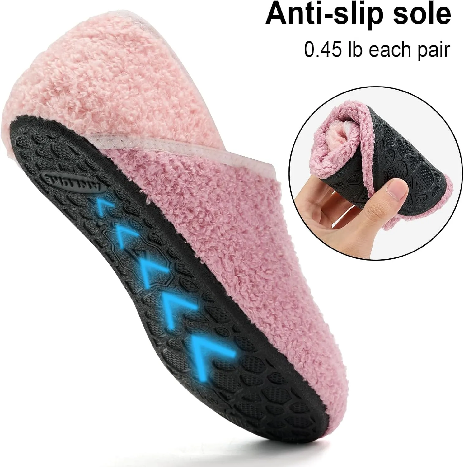 ANLUKE Slipper for Women Men Slipper Socks Fuzzy House Shoes Rubber Sole Slip On Soft-Lightweight Non Slip Indoor/Outdoor